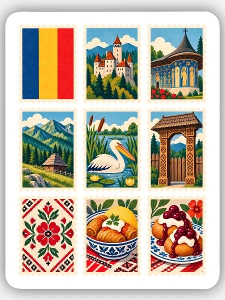 Rumänien Briefmarken - Sticker Größe S (10 x 10 cm) - Mattweiß