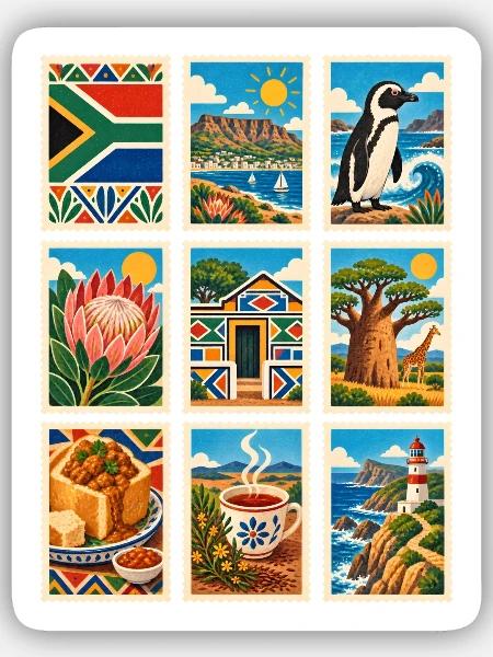 Südafrika Briefmarken - Sticker Größe S (10 x 10 cm) - Mattweiß