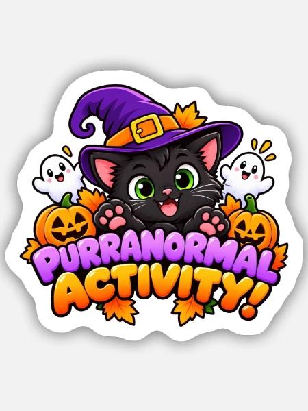 Purranormale Aktivität! - Süße Halloween-Katze - Sticker Größe S (10 x 10 cm) - Mattweiß