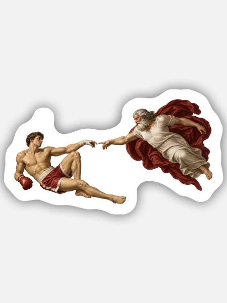 Die Erschaffung des Boxers - Sticker Größe S (10 x 10 cm) - Mattweiß