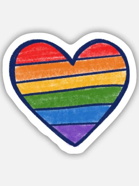 Regenbogenstolzherz - Sticker Größe S (10 x 10 cm) - Mattweiß