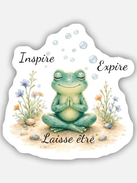 Meditativer Zen-Frosch - Sticker Größe S (10 x 10 cm) - Mattweiß