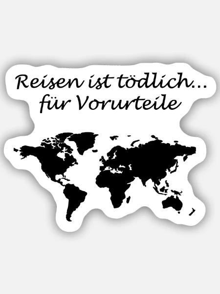 Reisen ist tödlich - Sticker Größe S (10 x 10 cm) - Mattweiß