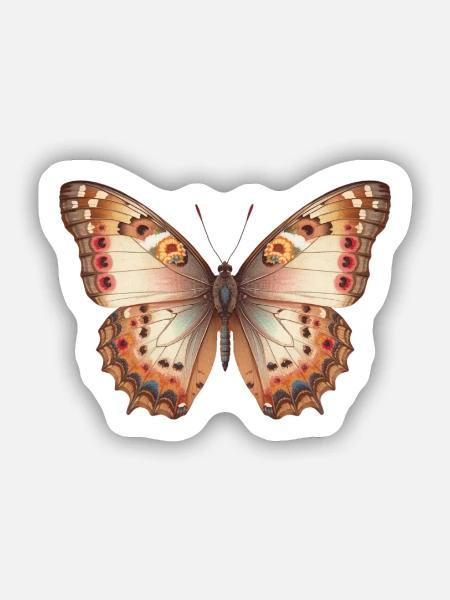 Brauner ätherischer Schmetterling - Sticker Größe S (10 x 10 cm) - Mattweiß