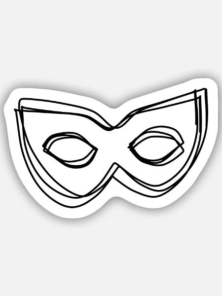 Maske handgezeichnet - Sticker Größe S (10 x 10 cm) - Mattweiß