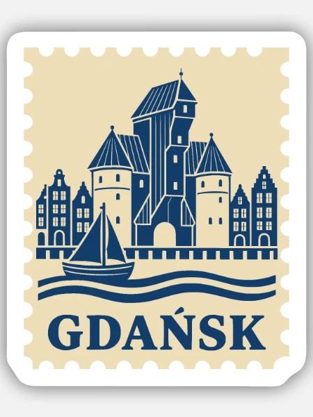 Gdansk Retro-Briefmarke - Sticker Größe S (10 x 10 cm) - Mattweiß