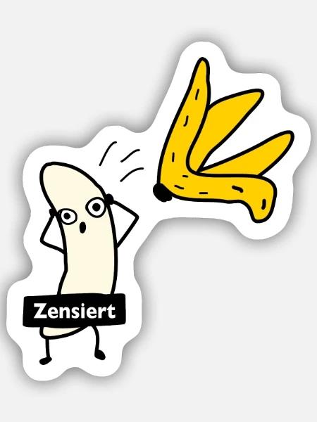 Banane zieht sich aus - Sticker Größe S (10 x 10 cm) - Mattweiß
