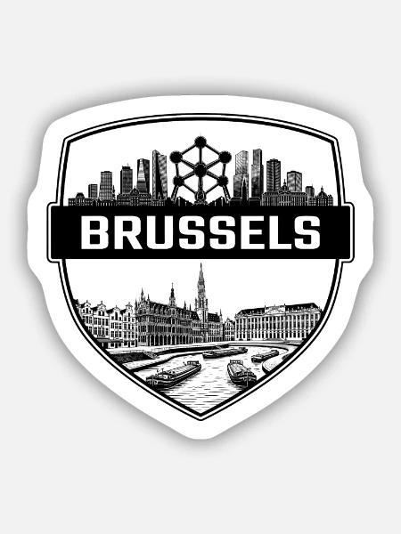 Brüsseler Skyline-Abzeichen - Sticker Größe S (10 x 10 cm) - Mattweiß