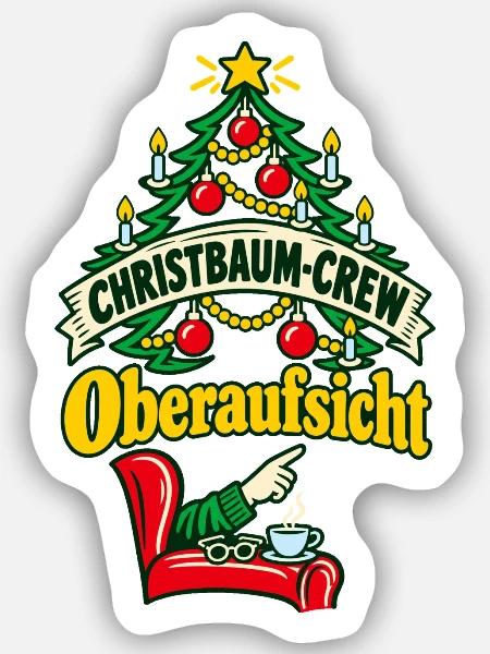 Christbaum-Crew Oberaufsicht - Sticker Größe S (10 x 10 cm) - Mattweiß