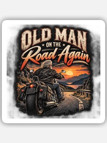 Old Biker - Sticker Größe S (10 x 10 cm) - Mattweiß
