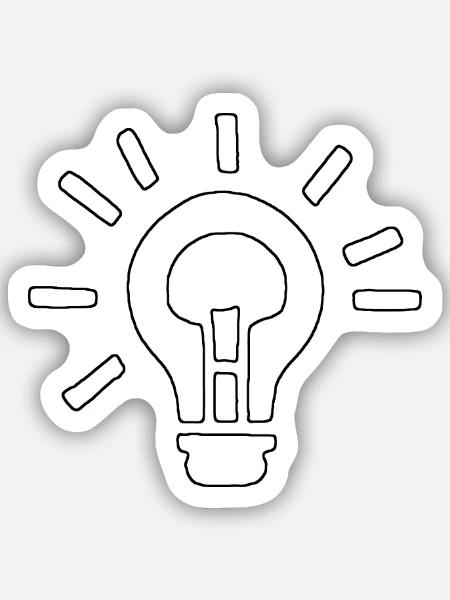 Glühbirne Silhouette - Sticker Größe S (10 x 10 cm) - Mattweiß