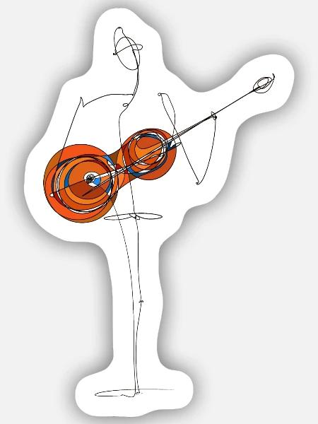 Abstrakte Gitarre in Bewegung - Sticker Größe S (10 x 10 cm) - Mattweiß