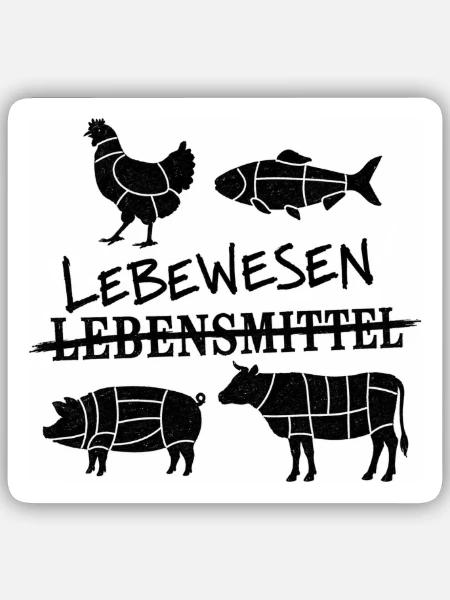 Lebewesen nicht Lebensmittel - Sticker Größe S (10 x 10 cm) - Mattweiß