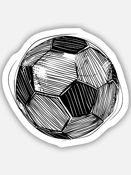 Fußball Skizze - Sticker Größe S (10 x 10 cm) - Mattweiß