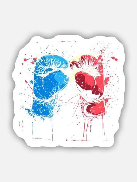 Kickboxhandschuhe Grafik - Sticker Größe S (10 x 10 cm) - Mattweiß
