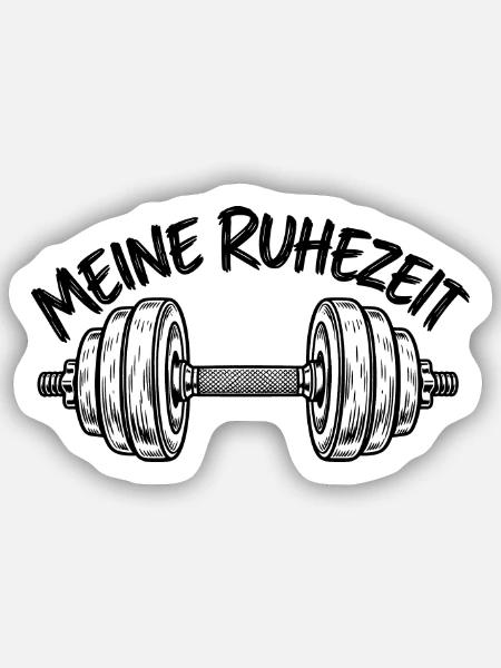 Meine Ruhezeit – Hantel– Krafttraining - Sticker Größe S (10 x 10 cm) - Mattweiß