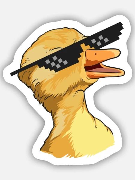 Quakende Meme-Ente mit Sonnenbrille - Sticker Größe S (10 x 10 cm) - Mattweiß
