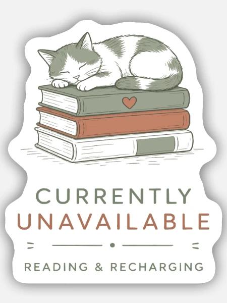 Katzenschlaf Zwischen Büchern - Sticker Größe S (10 x 10 cm) - Mattweiß