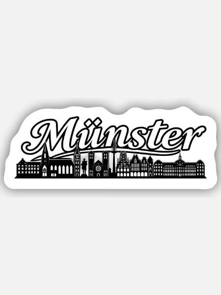 Münster Skyline Silhouette - Sticker Größe S (10 x 10 cm) - Mattweiß