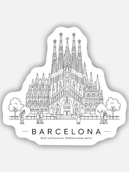 Barcelona Sagrada Familia - Sticker Größe S (10 x 10 cm) - Mattweiß