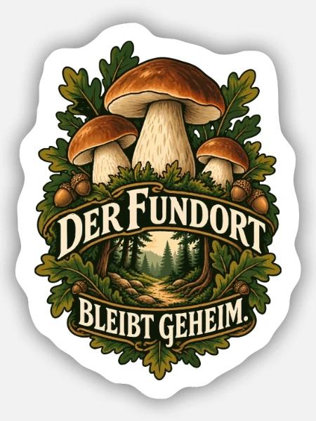 Fundort bleibt geheim Pilzwald - Sticker Größe S (10 x 10 cm) - Mattweiß