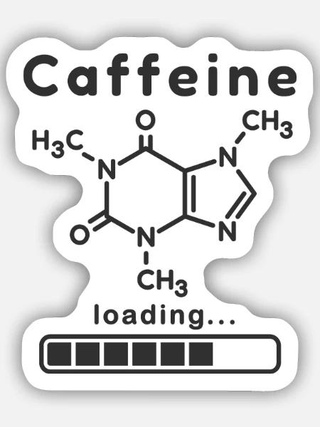 Koffein-Ladende Chemische Formel - Sticker Größe S (10 x 10 cm) - Mattweiß