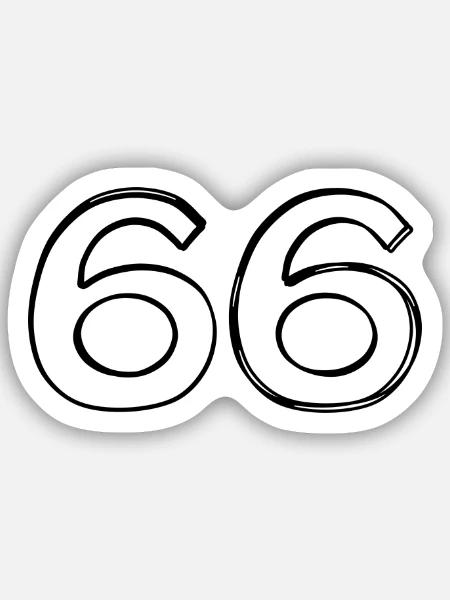 Zahl 66 handgezeichnet - Sticker Größe S (10 x 10 cm) - Mattweiß