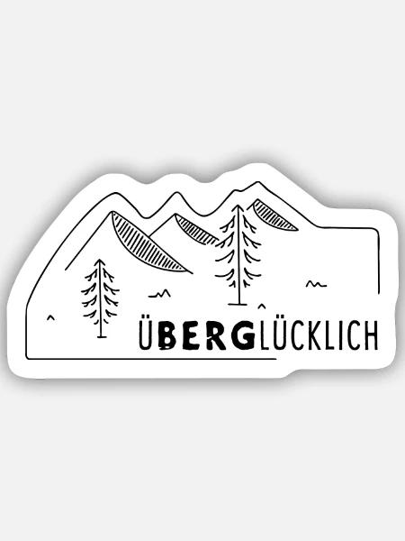 Überglücklich – Wandern, Berge und Natur erleben - Sticker Größe S (10 x 10 cm) - Mattweiß