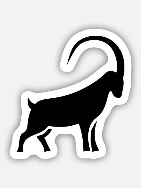 Steinbock -Silhouette mit kräftigen Linien - Sticker Größe S (10 x 10 cm) - Mattweiß