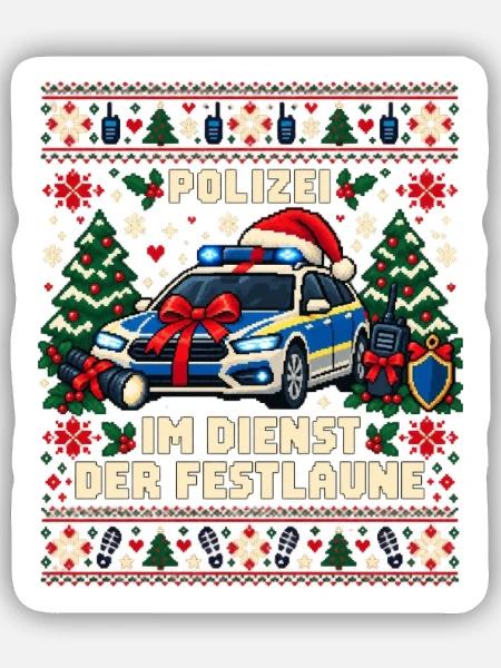 Polizei - Im Dienst der Festlaune - Sticker Größe S (10 x 10 cm) - Mattweiß