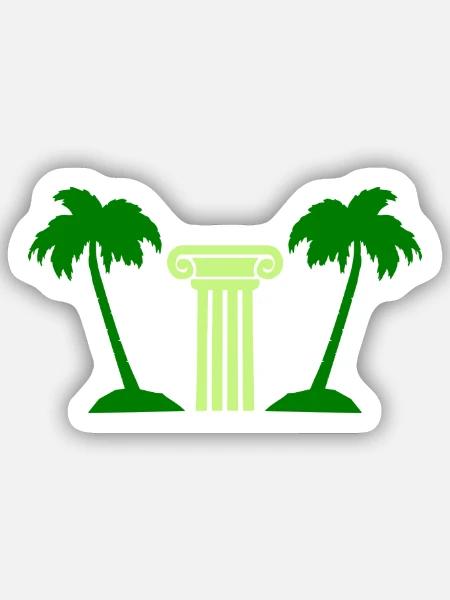 Kolonnaden im Palmenlicht - Sticker Größe S (10 x 10 cm) - Mattweiß