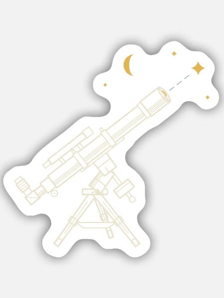 Linsenteleskop als technische Zeichnung - Sticker Größe S (10 x 10 cm) - Mattweiß