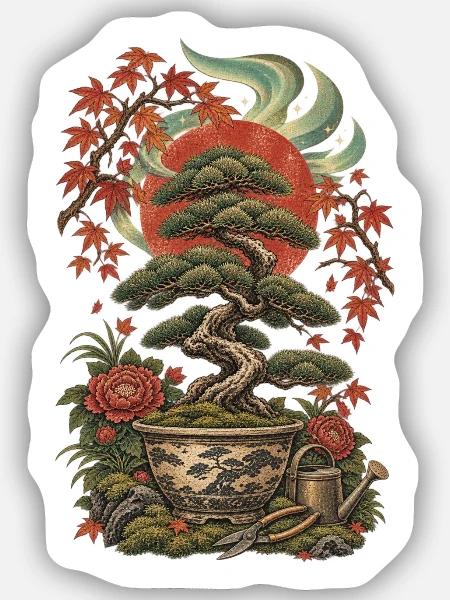 Japanische Bonsai Master Schnittscheren - Sticker Größe S (10 x 10 cm) - Mattweiß