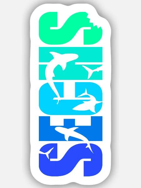 6. Geburtstag Haie Junge 6 Jahre alt Weißer Hai - Sticker Größe S (10 x 10 cm) - Mattweiß