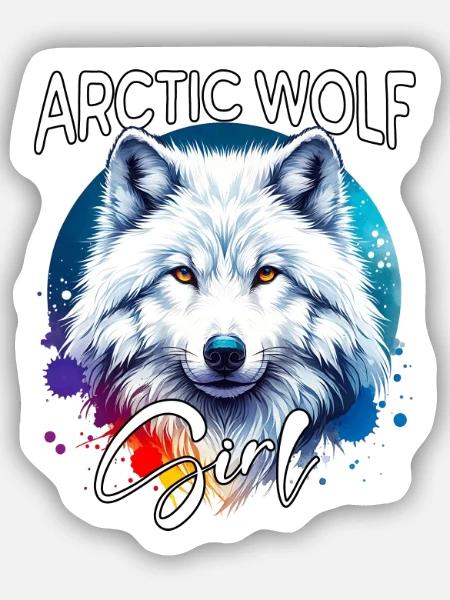 Arctic Wolf Mädchen Polarwolf - Sticker Größe S (10 x 10 cm) - Mattweiß