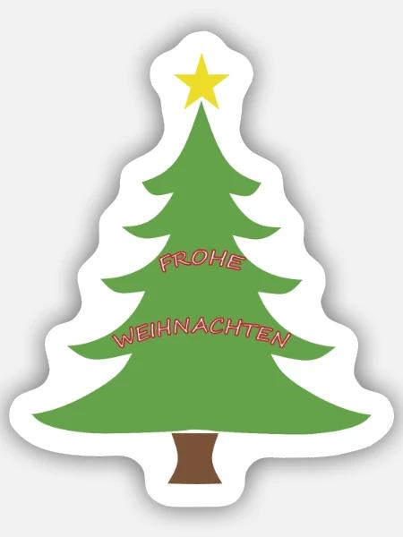 Weihnachtsbaum mit Stern – Frohe Weihnachten - Sticker Größe S (10 x 10 cm) - Mattweiß