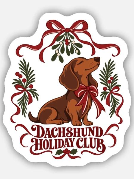 Dachshund Holiday Club - Sticker Größe S (10 x 10 cm) - Mattweiß