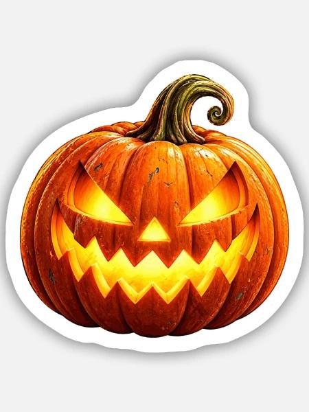 Wenuma Leuchtender Halloween Kürbis - Sticker Größe S (10 x 10 cm) - Mattweiß
