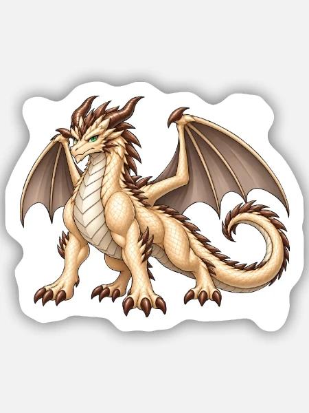 Majestätischer Champignondrache – Fantasy Drache - Sticker Größe S (10 x 10 cm) - Mattweiß