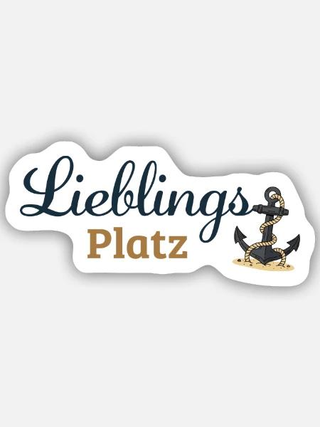 Lieblingsplatz – Maritimes Ankerdesign - Sticker Größe S (10 x 10 cm) - Mattweiß