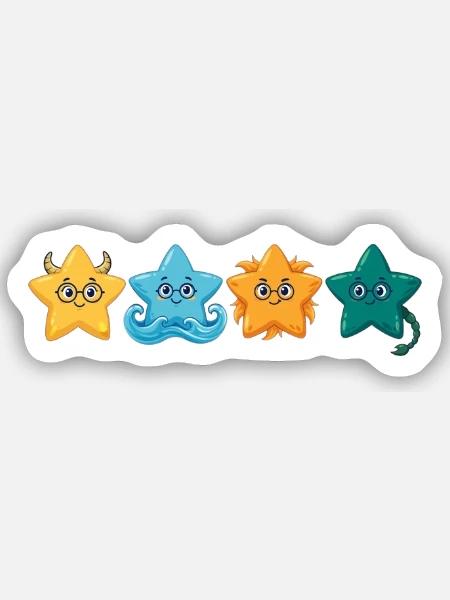 Süße Meeresstern-Charaktere - Sticker Größe S (10 x 10 cm) - Mattweiß