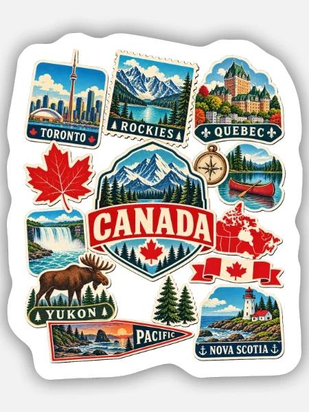 Kanada Reisesticker - Sticker Größe S (10 x 10 cm) - Mattweiß