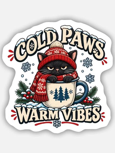 Kalte Pfoten Warme Vibes - Sticker Größe S (10 x 10 cm) - Mattweiß