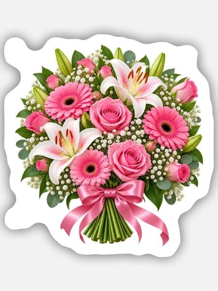 Blush-Blumenstrauß - Sticker Größe S (10 x 10 cm) - Mattweiß