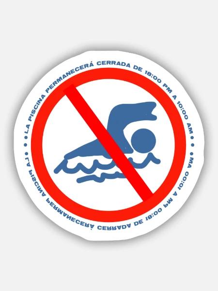 schwimmingpool verbotsschild spanien  - Sticker Größe S (10 x 10 cm) - Mattweiß