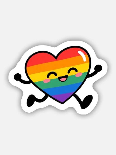 Regenbogenherz-Lächeln - Sticker Größe S (10 x 10 cm) - Mattweiß