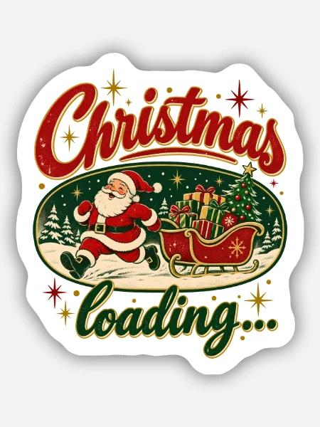 Christmas Loading Funny Santa Holiday Gaming Style - Sticker Größe S (10 x 10 cm) - Mattweiß
