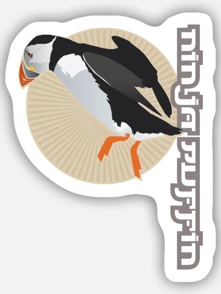 Ninja Puffin - Sticker Größe S (10 x 10 cm) - Mattweiß