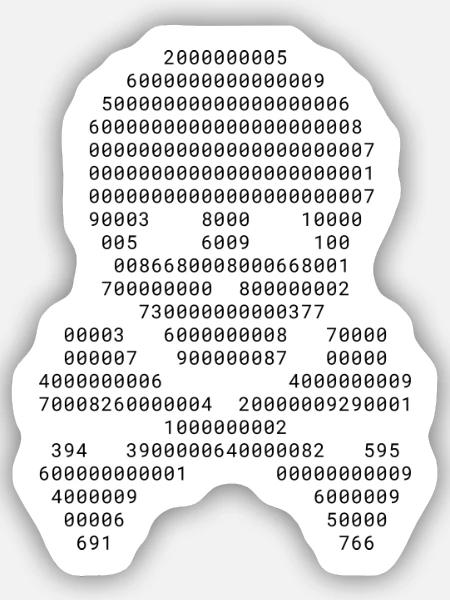Schädel-ASCII-Kunst - Sticker Größe S (10 x 10 cm) - Mattweiß