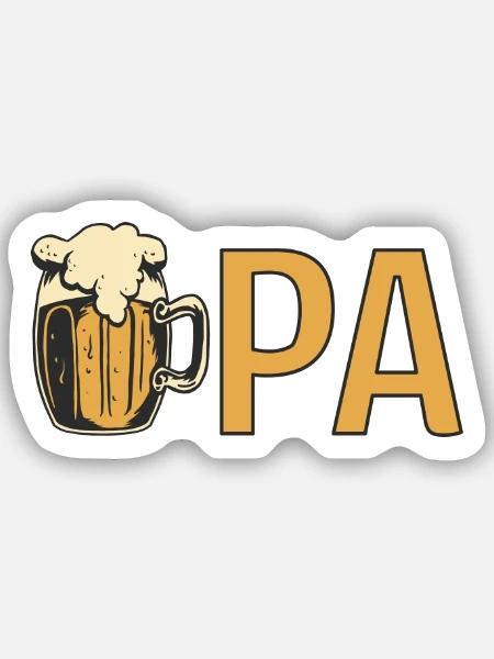 Opa mit Bierkrug – Orange - Sticker Größe S (10 x 10 cm) - Mattweiß